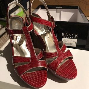 White House Black Market Red Wedges